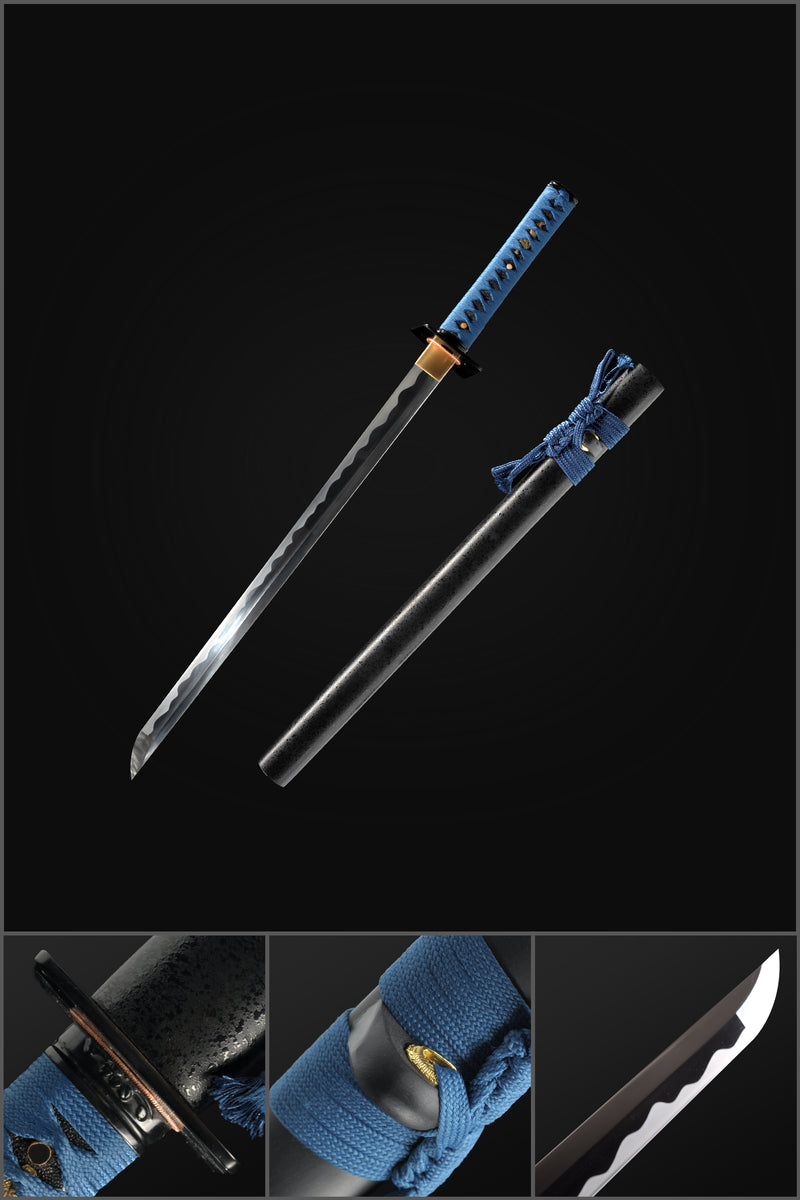 Handgefertigtes japanisches Ninja-Schwert mit gerader Klinge Ninjato 1095 Hartstahl Vollerl-Eisen-Tsuba - COOLKATANA 