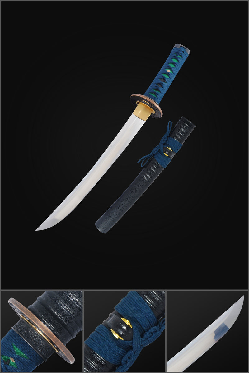Hand Forged Japanese Tanto Sword Short Sword 1095 High Carbon Steel Full Tang Sharp Dragon Tsuba 