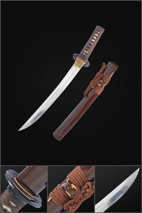 Hand Forged Japanese Tanto Sword Short Sword 1095 High Carbon Steel Full Tang Sharp-COOLKATANA-SL-1263-U