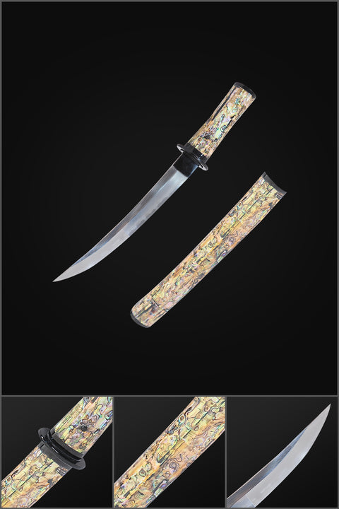 Hand Forged Japanese Tanto Sword O-Kissaki Honsanmai Clay Tempered Osoraku Shell Saya-COOLKATANA-SL-1334-U