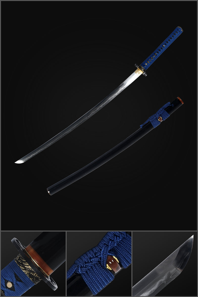 Hand Forged Japanese Samurai Sword Clay Tempered Katana Honsanmai 1095 