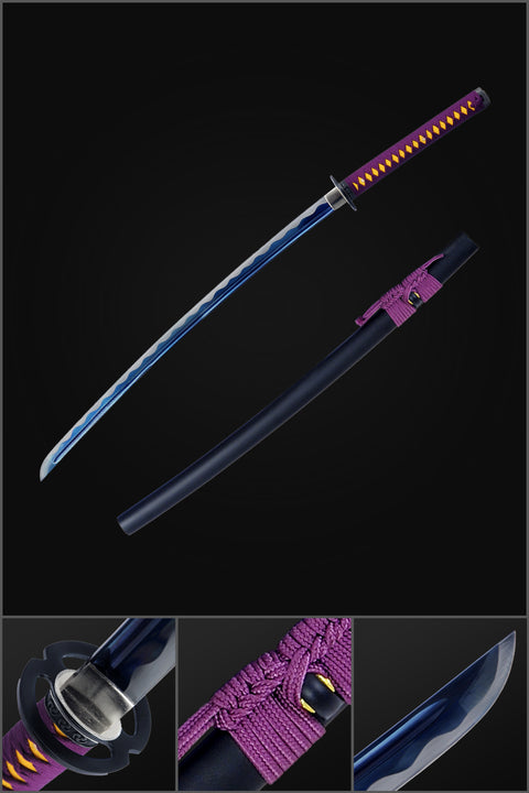Hand Forged Japanese Samurai Katana Sword 1095 High Carbon Steel Blue Blade-COOLKATANA-SL-1283-U