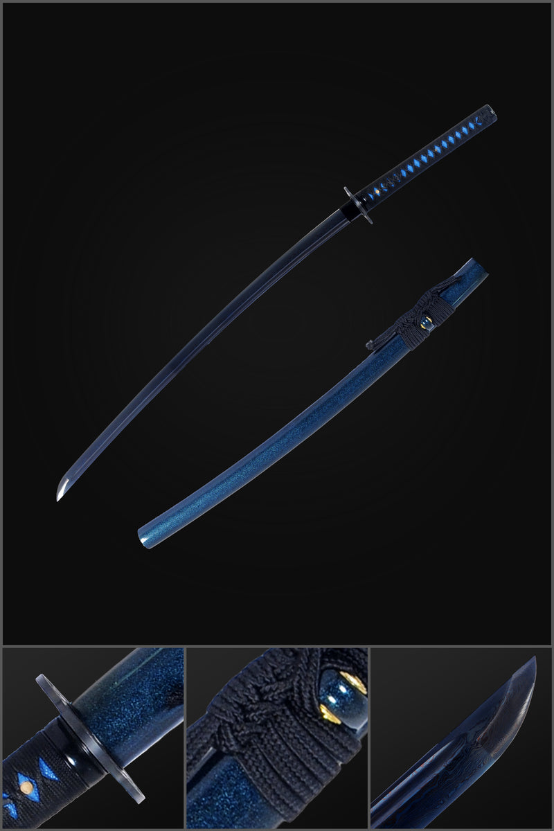 Hand Forged Blue Japanese Samurai Katana Sword Folded Steel Blade Iron 
