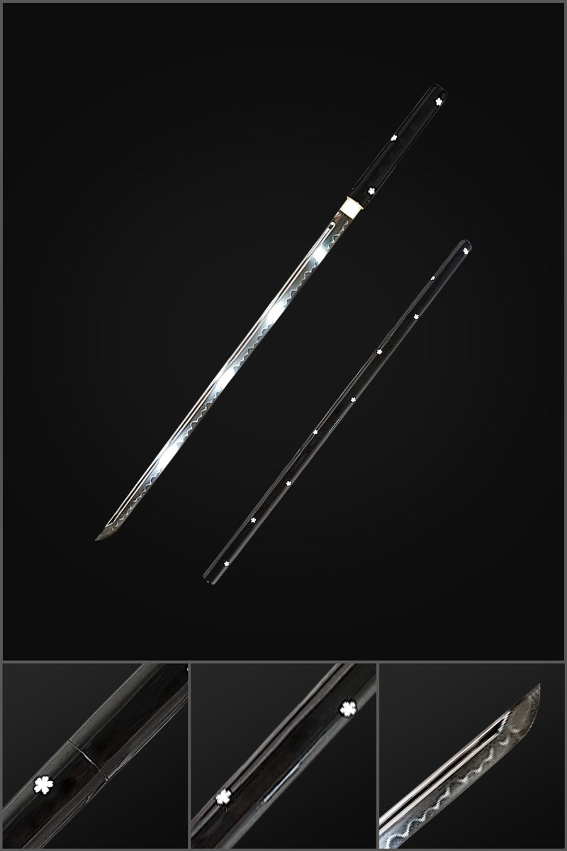 Handgeschmiedetes japanisches Chokuto-Ninja-Schwert, gerade Klinge, 1095er Stahl, gehärteter Ton, handgezeichnete Saya – COOLKATANA 