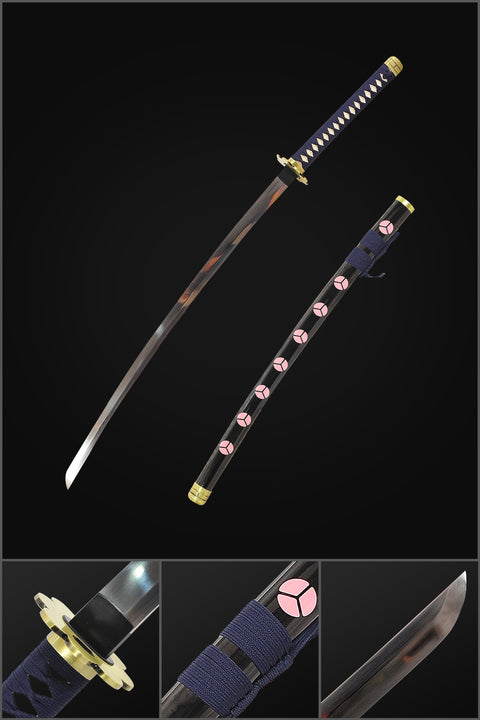 one piece roronoa zoro anime katana Shusui Sword 1095 Carbon Steel Clay Tempered SL-1343-U