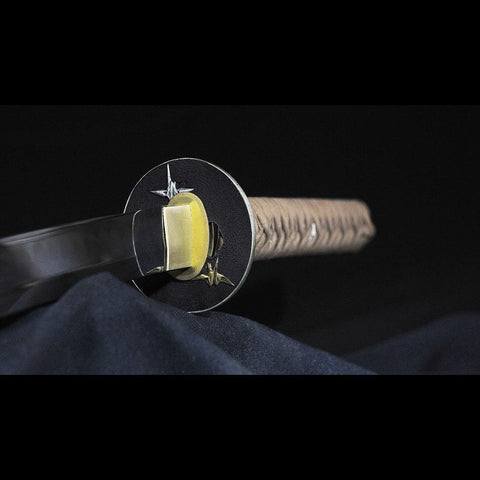 Hand Forged Japanese Samurai Katana Sword 1095 Folded Steel Clay Tempered Copper Tsuba-COOLKATANA-SL-1409-U