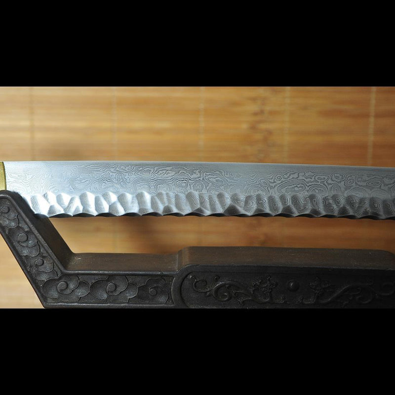 Hand Forged Japanese Samurai Katana Sword Folded Steel Uneven Surface  
