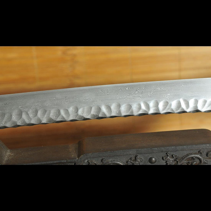 Hand Forged Japanese Samurai Katana Sword Folded Steel Uneven Surface  