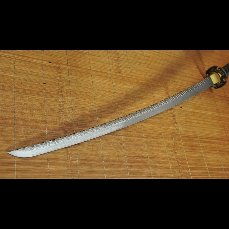 Hand Forged Japanese Samurai Katana Sword Folded Steel Uneven Surface  
