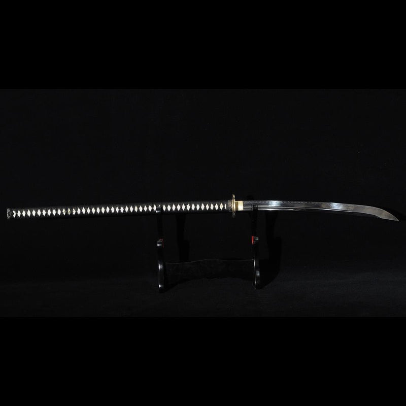 Hand Forged Japanese Naginata Sword 1095 Steel Clay Tempered Brass Tsuba 