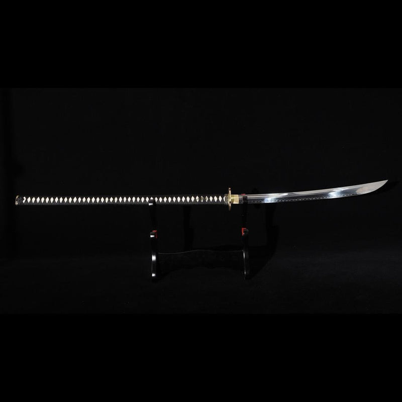 Hand Forged Japanese Naginata Sword 1095 Steel Clay Tempered Brass Tsuba 