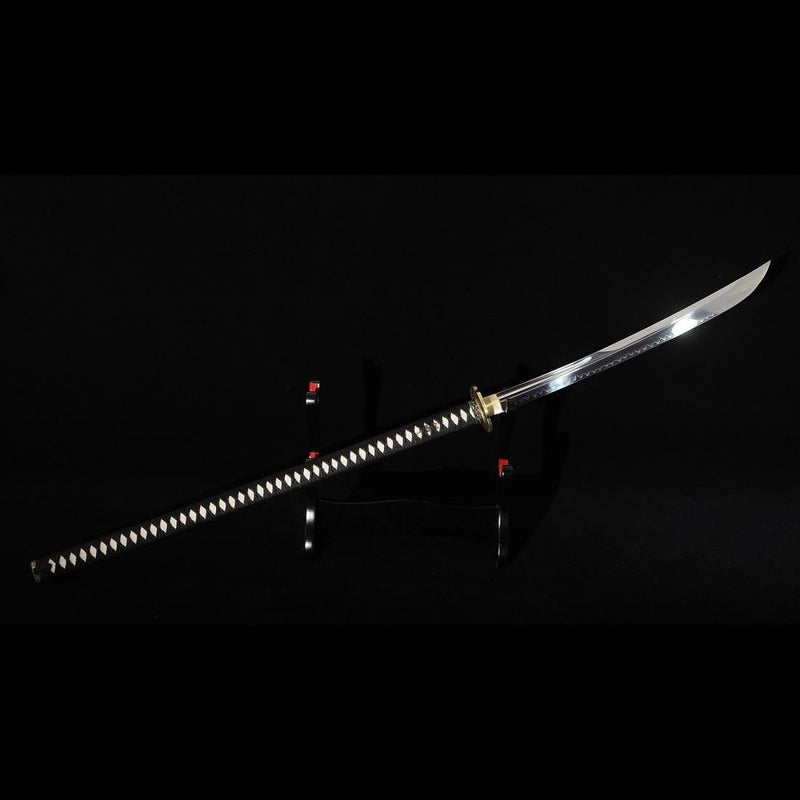 Hand Forged Japanese Naginata Sword 1095 Steel Clay Tempered Brass Tsuba 