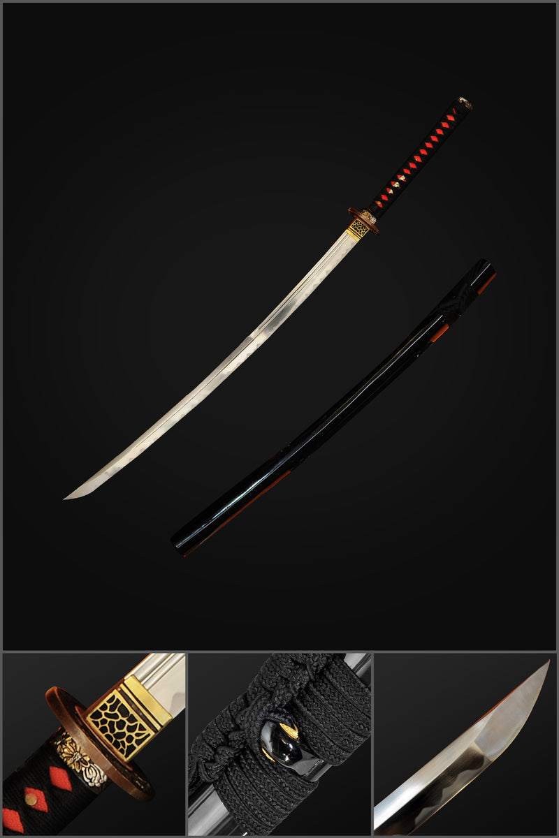 Handgeschmiedetes japanisches Samurai-Katana-Schwert O-Kissaki 1095 Hartstahl Vollerl-Kupfer-Tsuba - COOLKATANA 