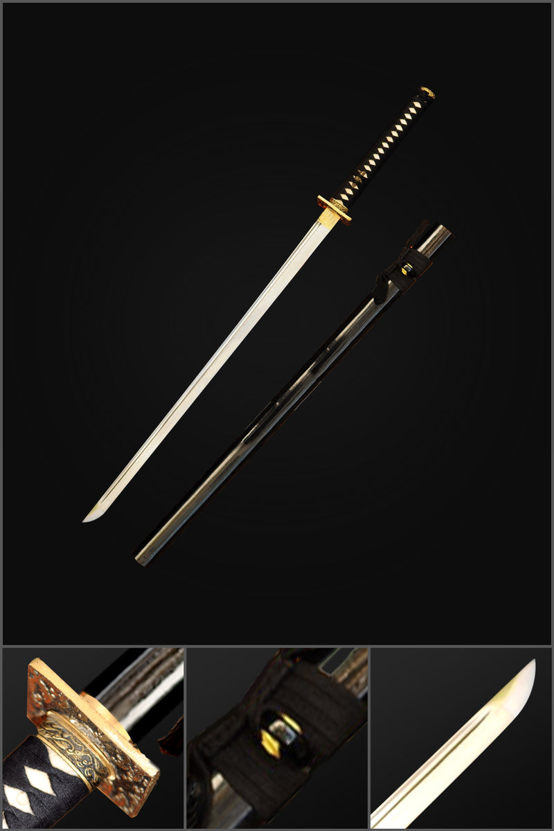 Hand Forged Japanese Ninjato Chokuto Straight Blade Sword Folded Steel 