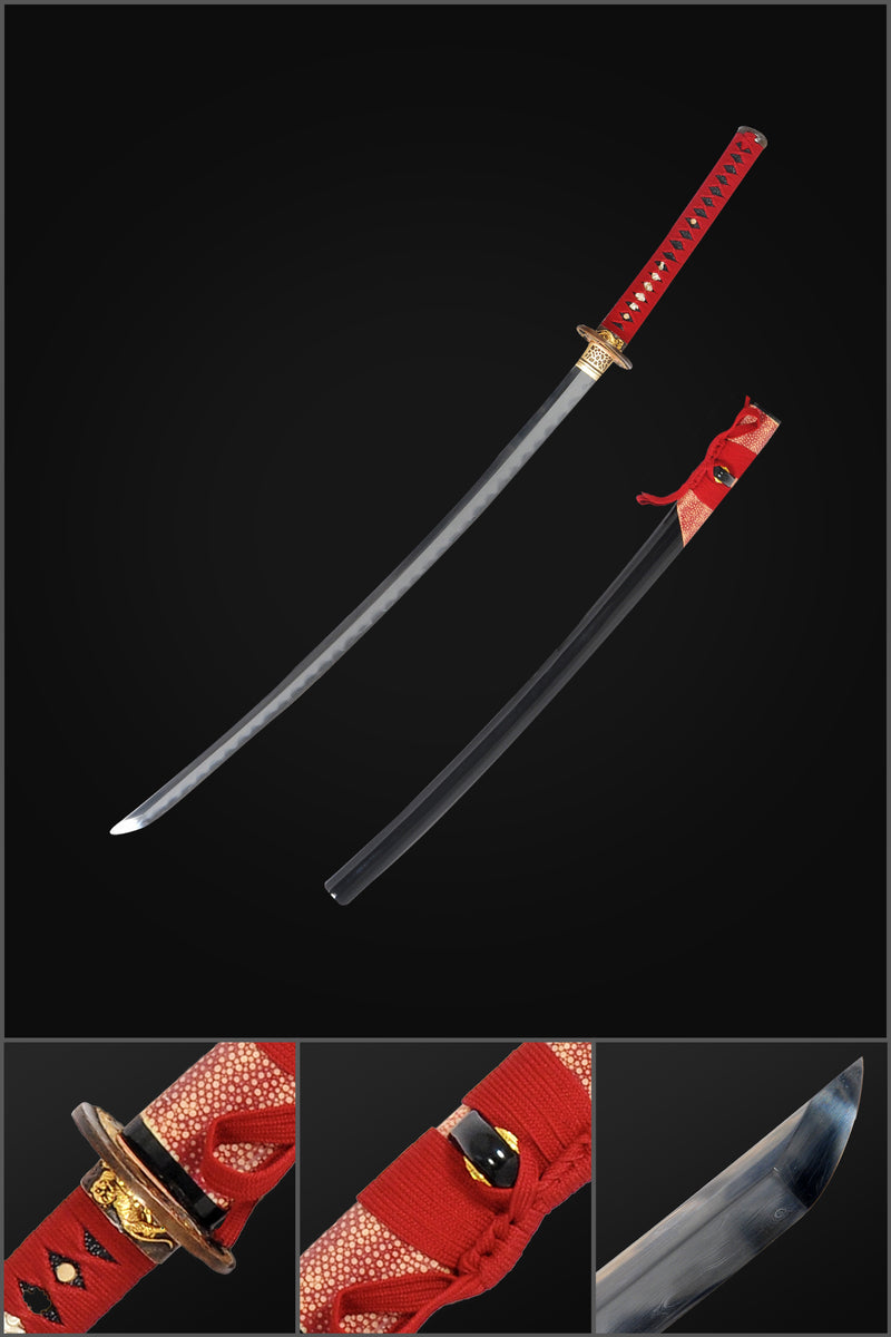 Hand Forged Hazuya Polished Japanese Katana Sword Clay Tempered Shihoz 