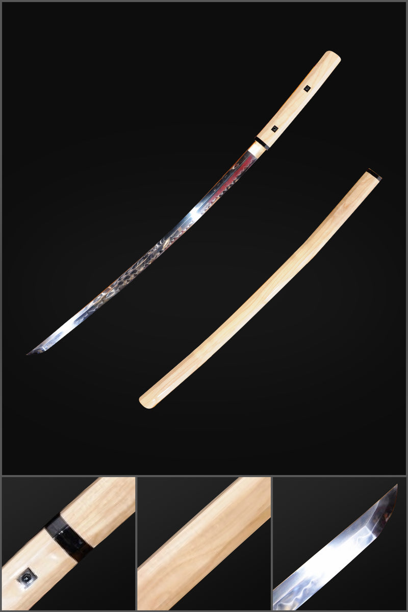 Hand Forged Japanese Shirasaya Katana Sword 1095 Steel Clay Tempered M 