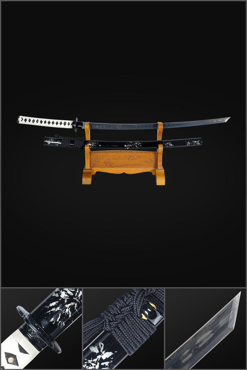 Hand Forged Japanese Samurai Katana Sword Damascus Steel Kiriha-Zukuri 
