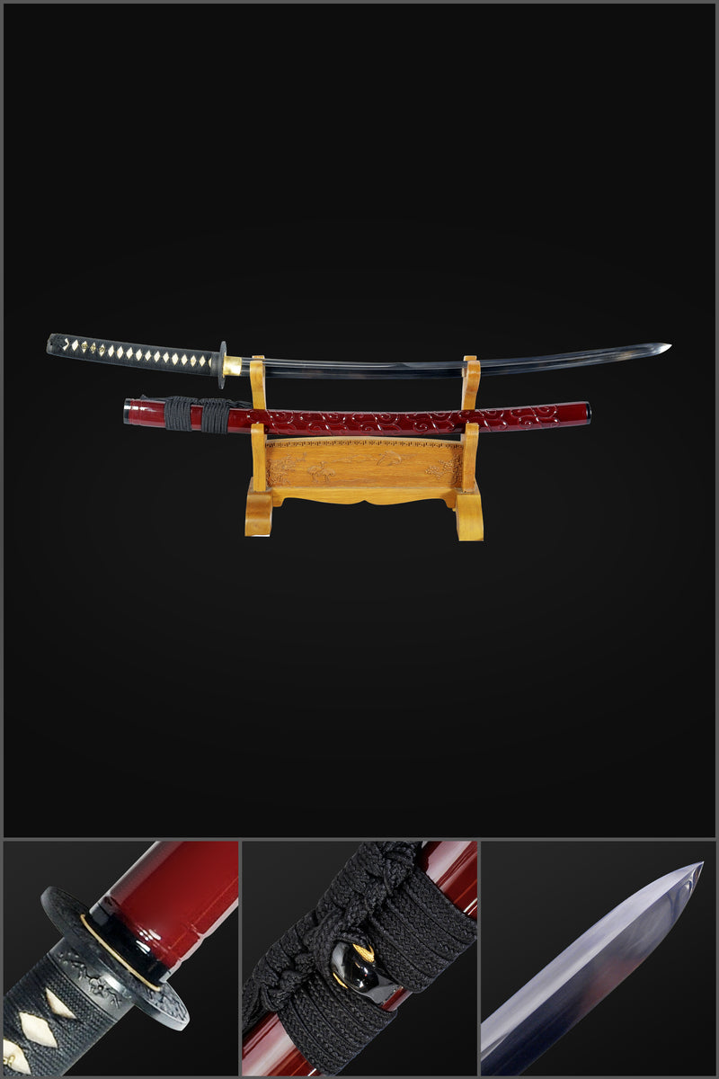 Hand Forged Little Crow Katana Double Edge Sword 1095 Steel Clay Tempe 