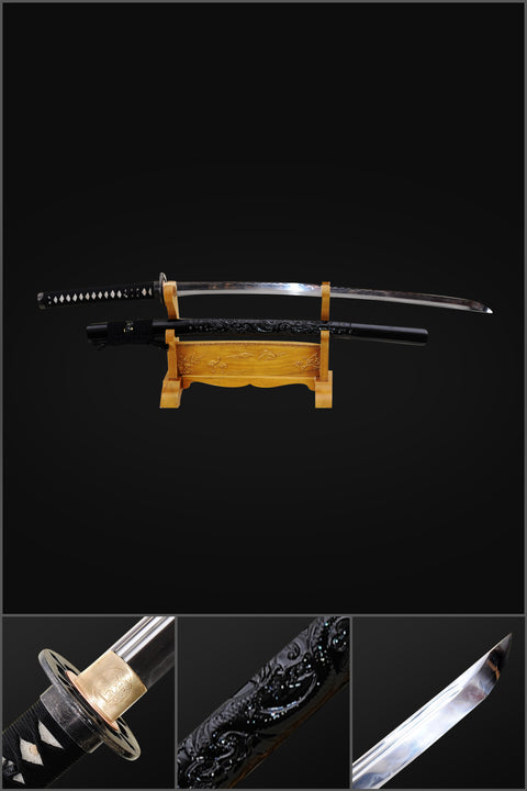 Hand Forged Japanese Samurai Katana Sword 1095 Carbon Steel Clay Tempered Hand-Engraved Saya-COOLKATANA-SL-871-U