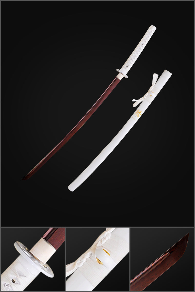 Hand Forged Japanese Daisho Black+White Katana Sword Set Folded Steel  