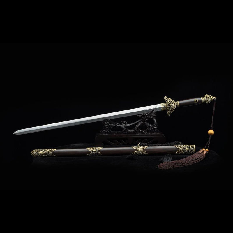 Handmade Chinese Sword Yin Yang Eight Immortals Jian Folding Steel Ebo 