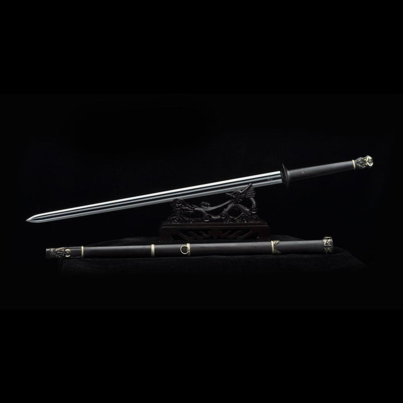 Handgefertigtes chinesisches Schwert Plain Warring States Jian Gefaltete Stahlklinge Doppelschneidig Handgeschnitzt - COOLKATANA 
